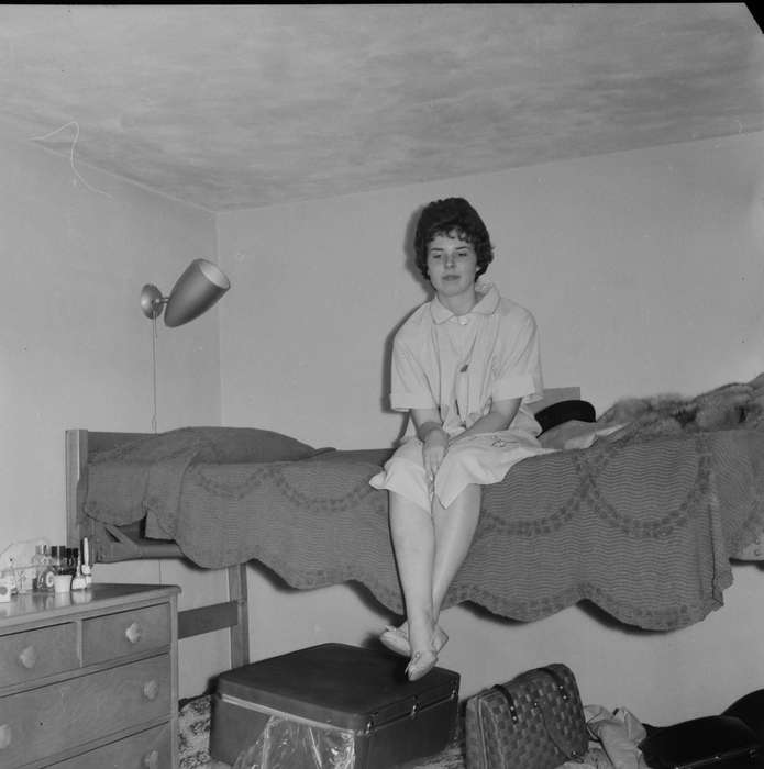 dresser, IA, college, historic, Coon Rapids, suitcase, Homes, Portraits - Individual, Iowa, dorm room, United States, Photos, Schools and Education, bunk bed, history, ia, Coon Rapids Enterprise, Children