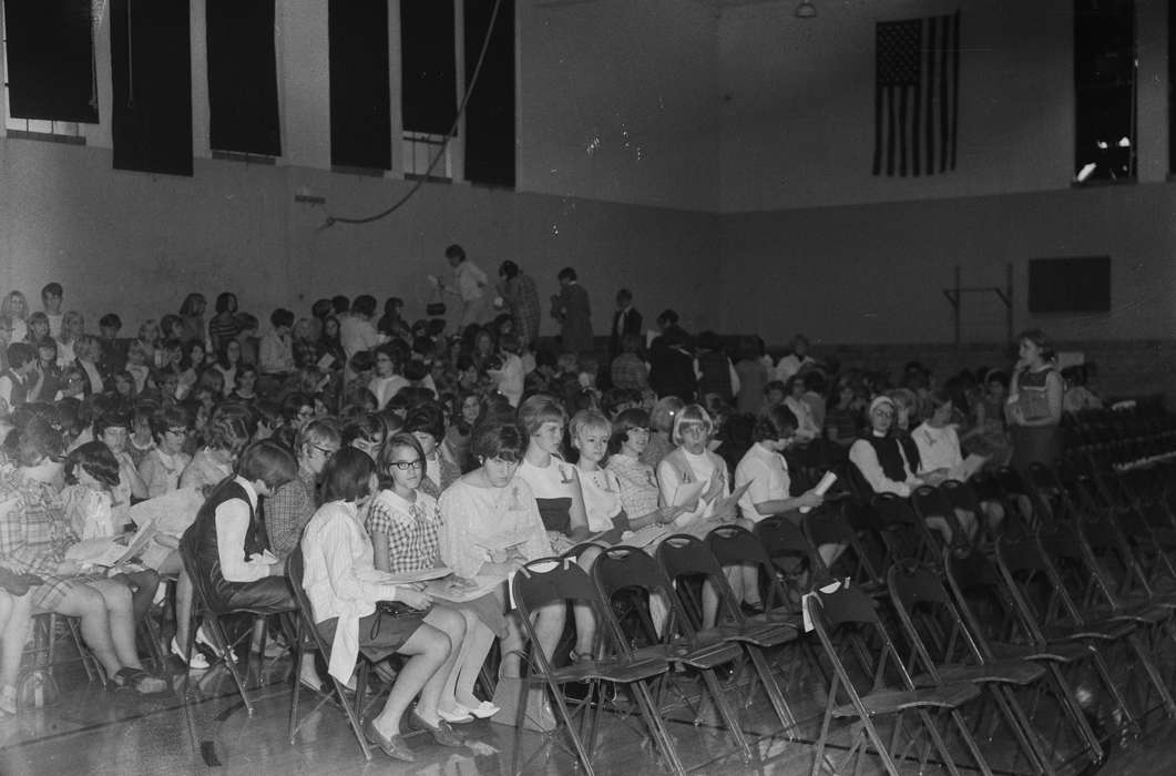 ia, children, american flag, Schools and Education, school assembly, Iowa, history, IA, gymnasium, Coon Rapids, Photos, Coon Rapids Enterprise, Children, historic, United States