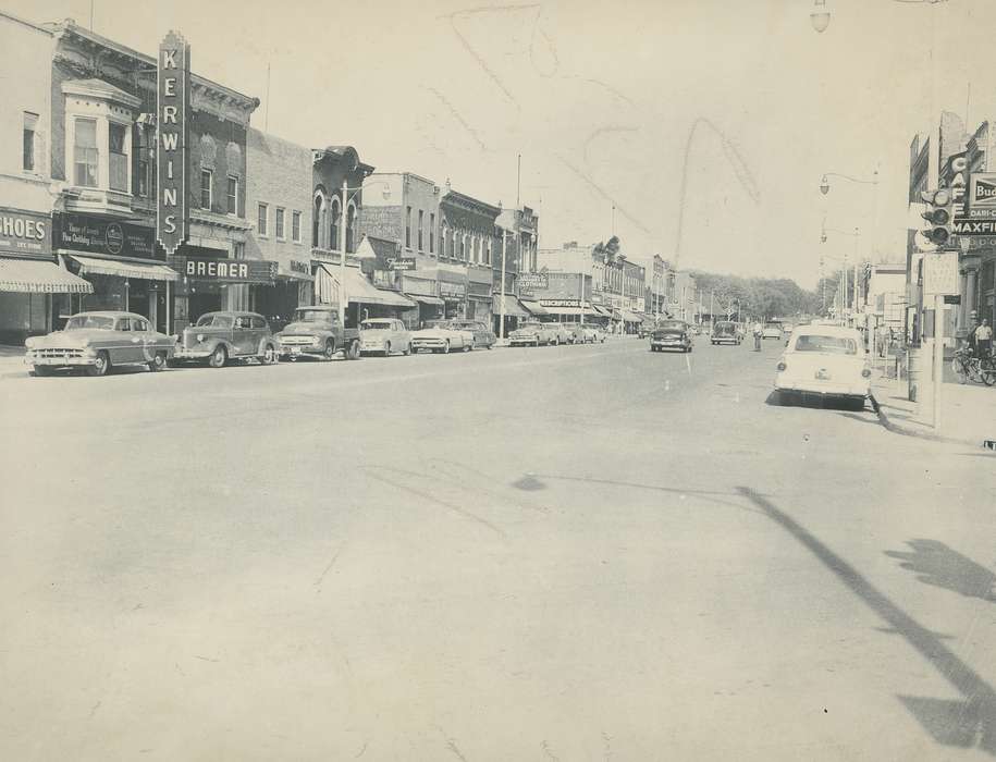 Waverly, IA, storefront, Businesses and Factories, Cities and Towns, Iowa, Motorized Vehicles, history of Iowa, Waverly Public Library, Main Streets & Town Squares, Iowa History