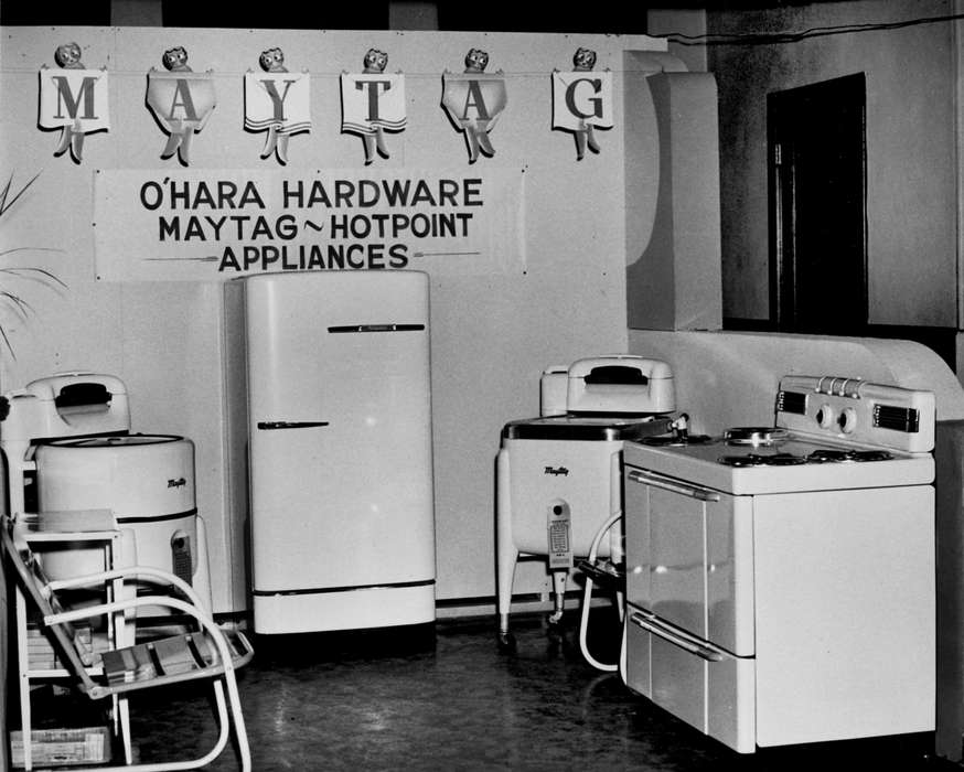refrigerator, advertisement, maytag, Lemberger, LeAnn, Ottumwa, IA, appliance, history of Iowa, Iowa, Iowa History, stove, Businesses and Factories, washing machine