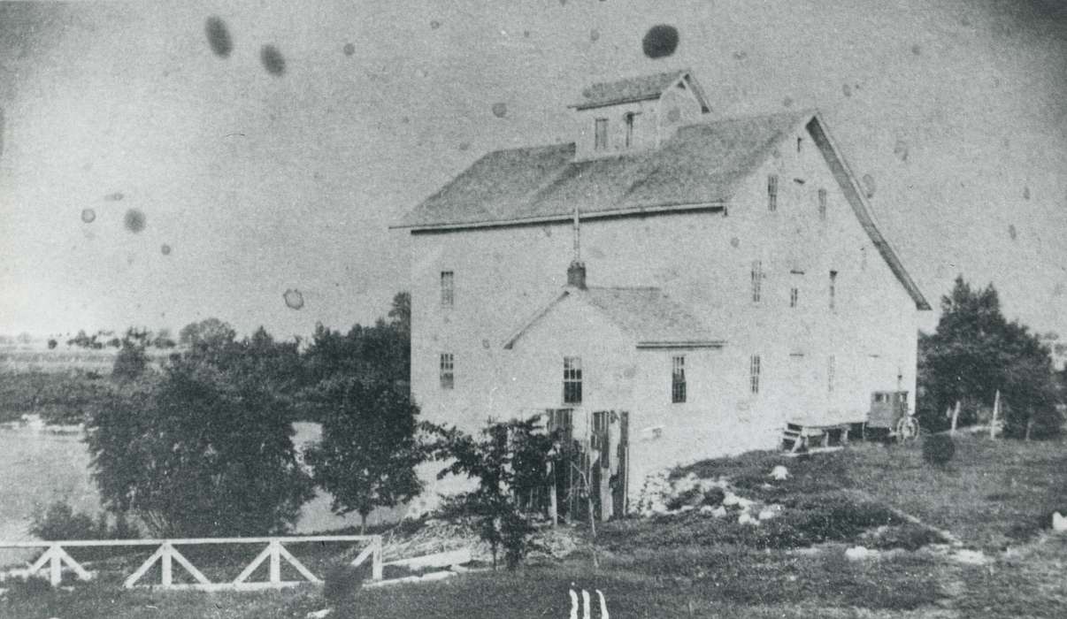 Photos, history, Homes, Iowa, correct date needed, house, hill, Waverly Public Library, Janesville, United States, ia, IA, historic, trees, pond