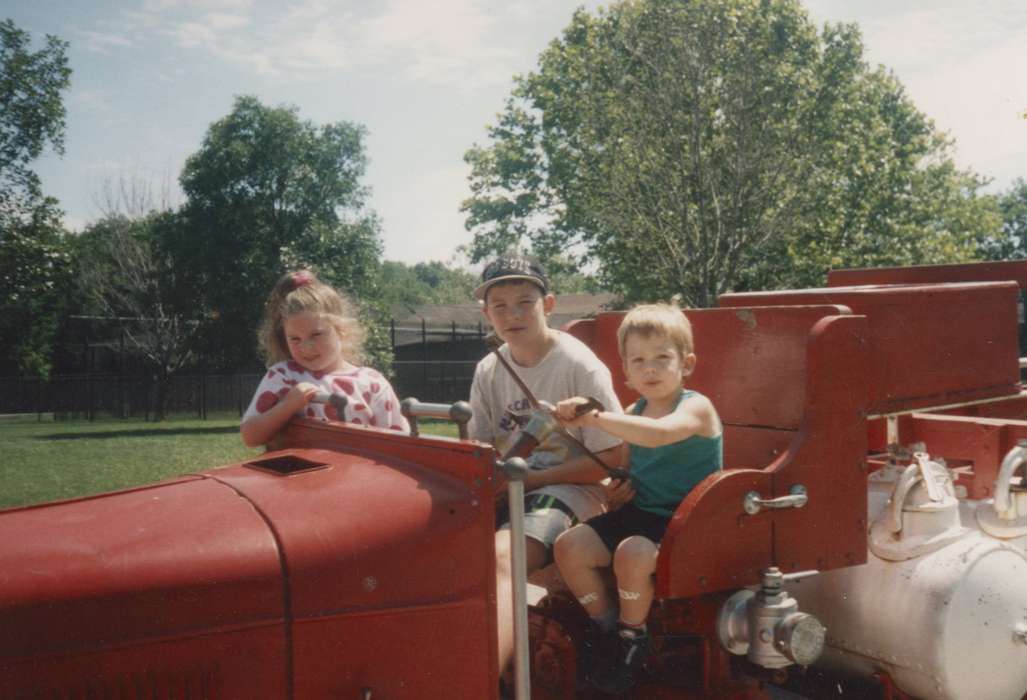 truck, Holderness, Tammy, Farming Equipment, cousin, brother, Children, Coal Valley, IL, Iowa, Portraits - Group, zoo, Iowa History, Motorized Vehicles, history of Iowa, Farms
