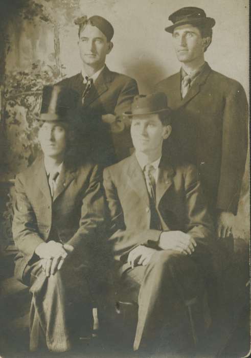 Kintzle, Gloria, Iowa History, top hat, Portraits - Group, Iowa, Seattle, WA, history of Iowa, hat