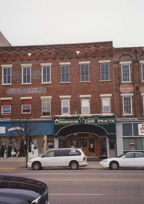 storefront, Main Streets & Town Squares, Cities and Towns, Waverly Public Library, Businesses and Factories, Iowa History, Motorized Vehicles, history of Iowa, chiropractic clinic, Iowa, brick building, correct date needed