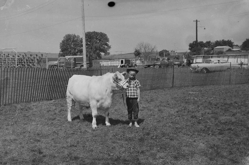 Portraits - Individual, Iowa, IA, United States, Photos, historic, Coon Rapids, Fairs and Festivals, history, Animals, young girl, Coon Rapids Enterprise, cow, Children, ia, cowboy hat