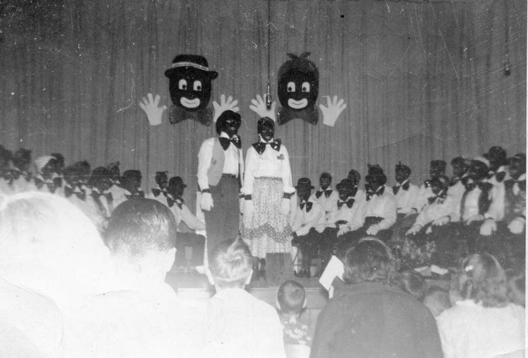 Iowa, Schools and Education, stereotype of african american, play, blackface, stereotype, Entertainment, Iowa History, Orange, IA, history of Iowa, minstrel, Mountain, Carole, Children