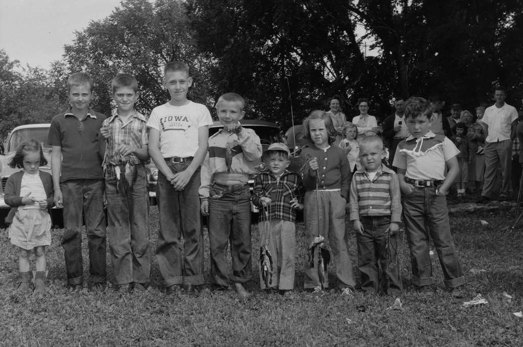 Portraits - Group, United States, history, ia, Photos, Outdoor Recreation, Children, Coon Rapids Enterprise, fishing pole, historic, Iowa, IA, Coon Rapids, Motorized Vehicles, fish