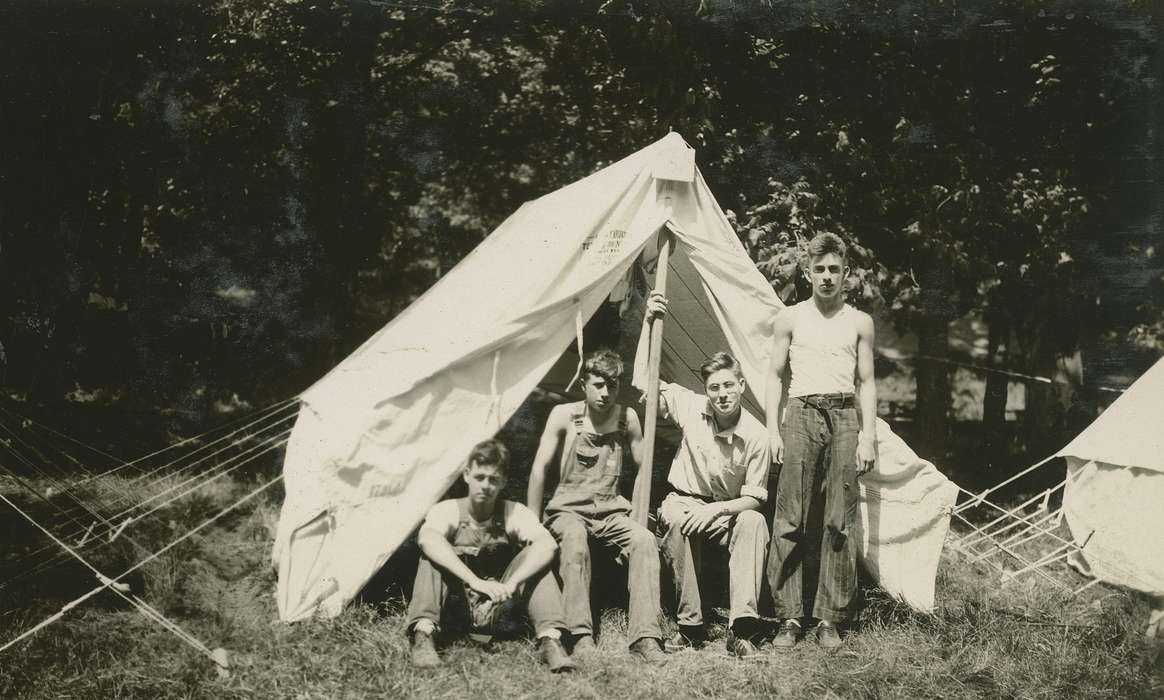 Webster City, IA, tent, Iowa History, boy scouts, history of Iowa, Portraits - Group, Iowa, McMurray, Doug, Children
