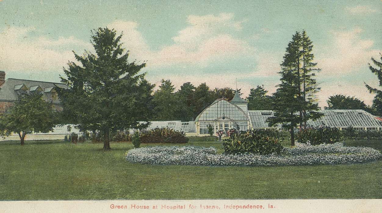 postcard, greenhouse, history of Iowa, Shaulis, Gary, Iowa, Iowa History