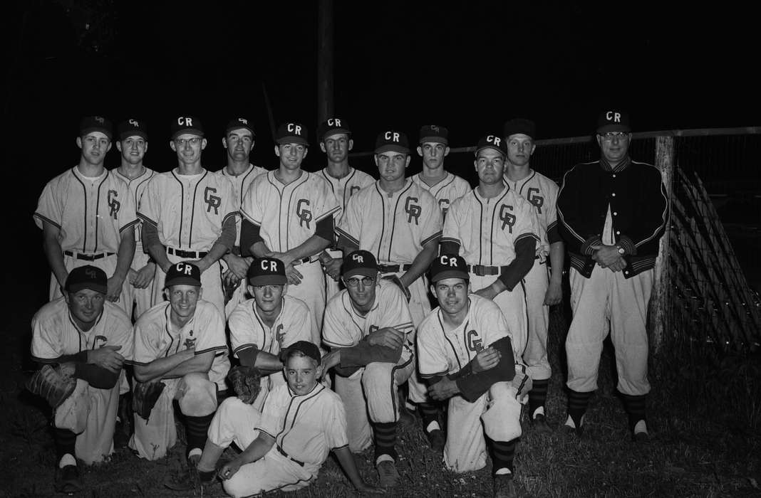 Portraits - Group, Schools and Education, baseball uniform, Sports, coach, United States, history, ia, Photos, Coon Rapids Enterprise, smiles, historic, Iowa, IA, baseball team, Coon Rapids