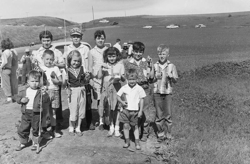Portraits - Group, United States, history, ia, Photos, Outdoor Recreation, Children, Coon Rapids Enterprise, fishing pole, historic, Iowa, IA, Coon Rapids, Motorized Vehicles, fish