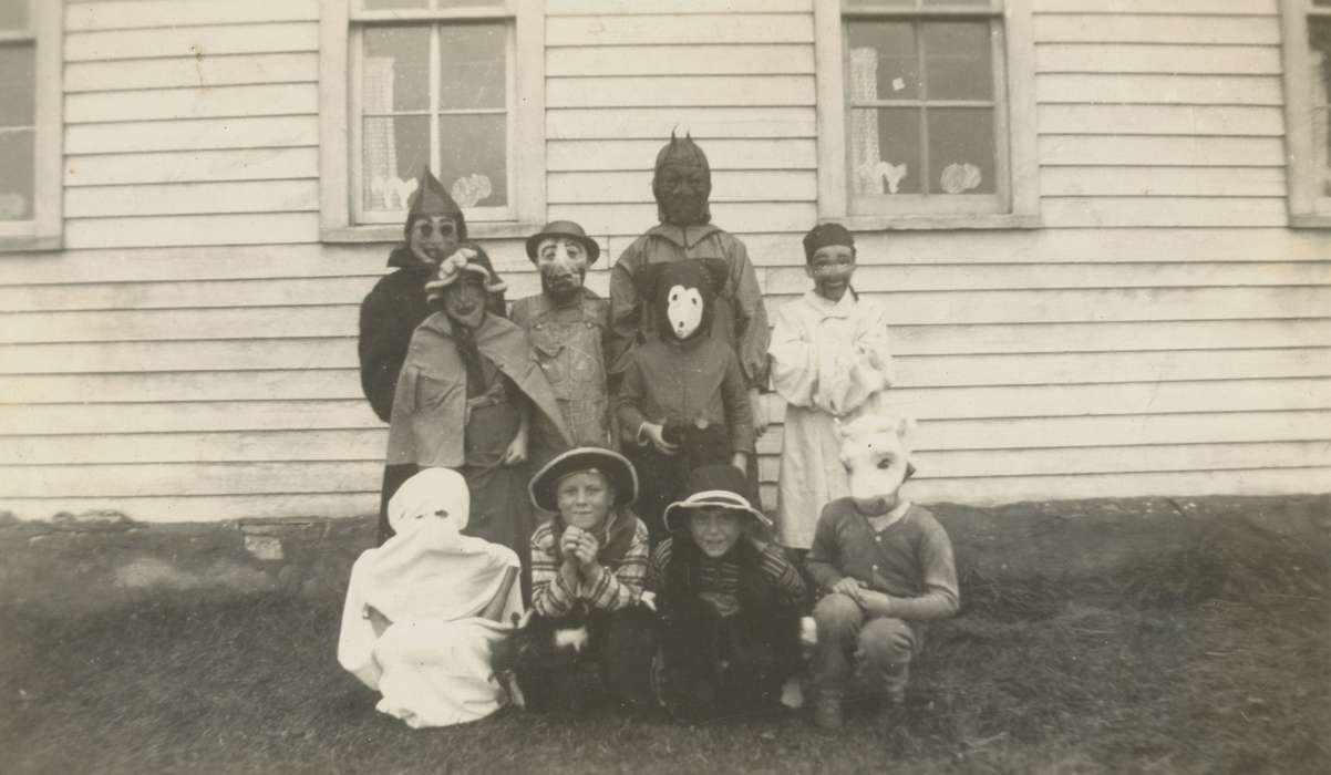 masks, Children, Iowa History, Curtis, Shirley, Leisure, Holidays, Iowa, costume, history of Iowa, IA, halloween