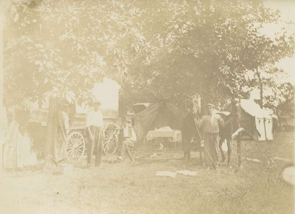wagon, history of Iowa, Grandview, IA, Dean, Shirley, Animals, tent, Iowa History, Iowa