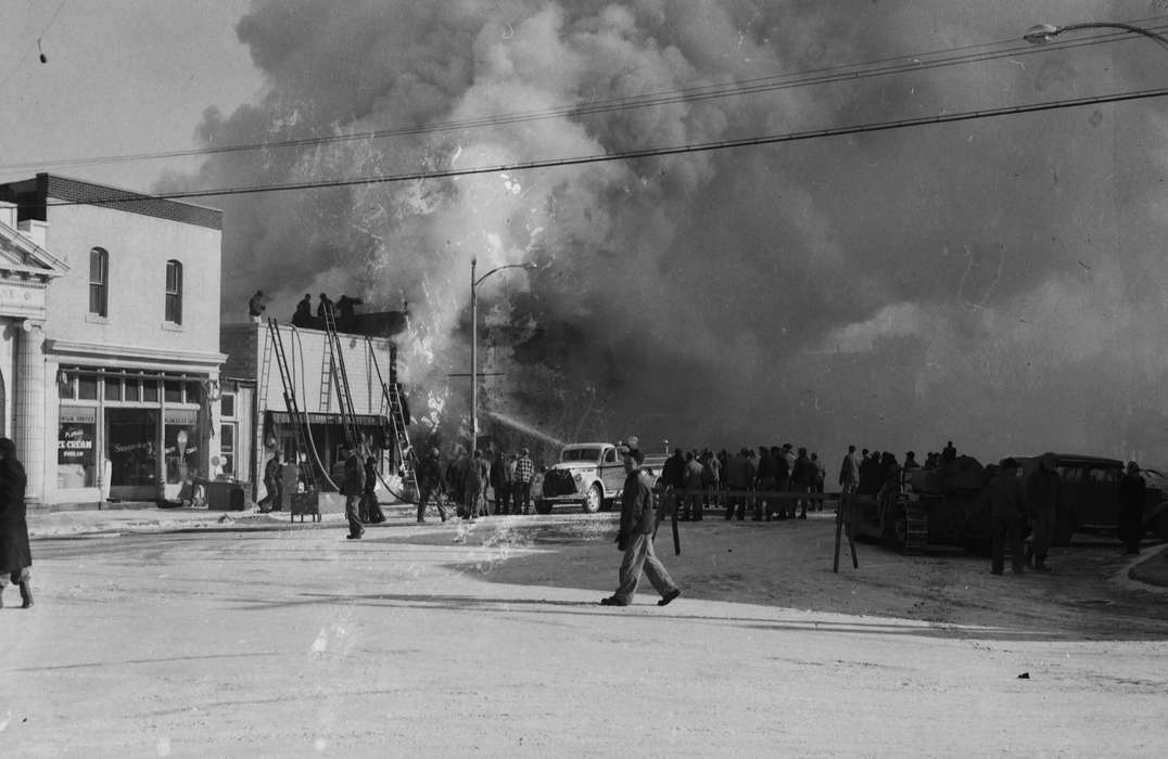 ia, smoke, Wrecks, fire, Iowa, IA, Coon Rapids, Coon Rapids Enterprise, chrysler building, United States, Businesses and Factories, firefighter, history, Photos, historic, ladder, Motorized Vehicles, fire truck