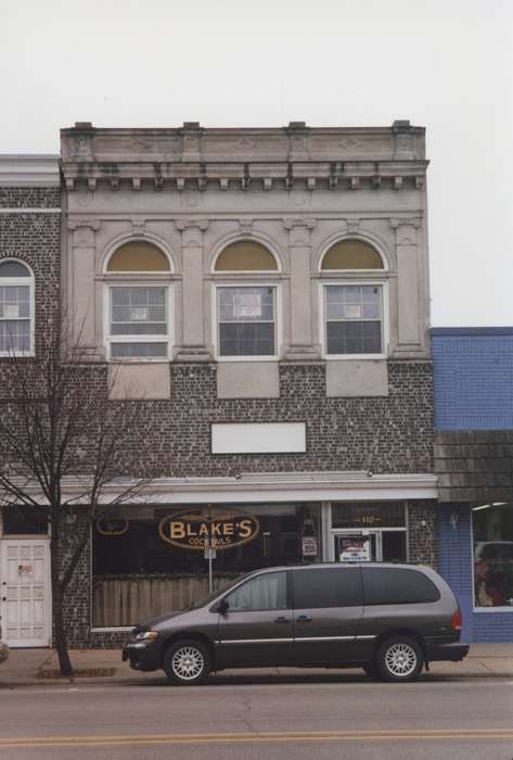 architecture, Cities and Towns, Iowa History, Motorized Vehicles, Main Streets & Town Squares, history of Iowa, Waverly Public Library, Iowa, minivan, window, Businesses and Factories, decal