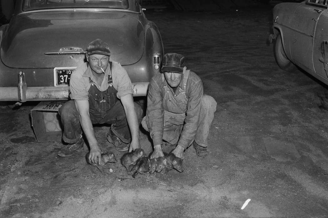 cigarette, Portraits - Individual, overalls, two men, United States, history, ia, Photos, Animals, Coon Rapids Enterprise, historic, Iowa, IA, Coon Rapids, wolf, Motorized Vehicles