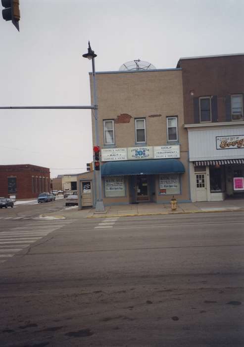 storefront, Businesses and Factories, history of Iowa, sport shop, Waverly Public Library, mainstreet, Iowa, Iowa History, street corner, Cities and Towns, Main Streets & Town Squares