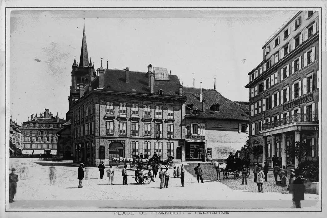 Animals, Swiss National Library, Cities and Towns, Main Streets & Town Squares, horse and buggy