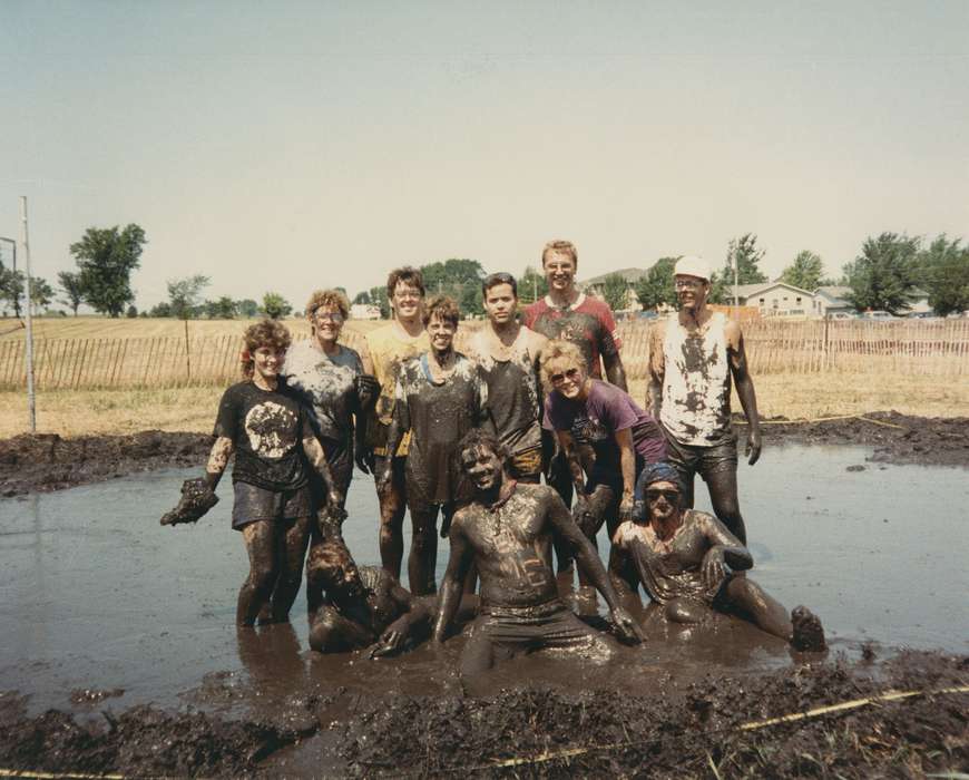 mud, Outdoor Recreation, volleyball, history of Iowa, Portraits - Group, Scheve, Mary, Iowa History, Iowa, Grimes, IA