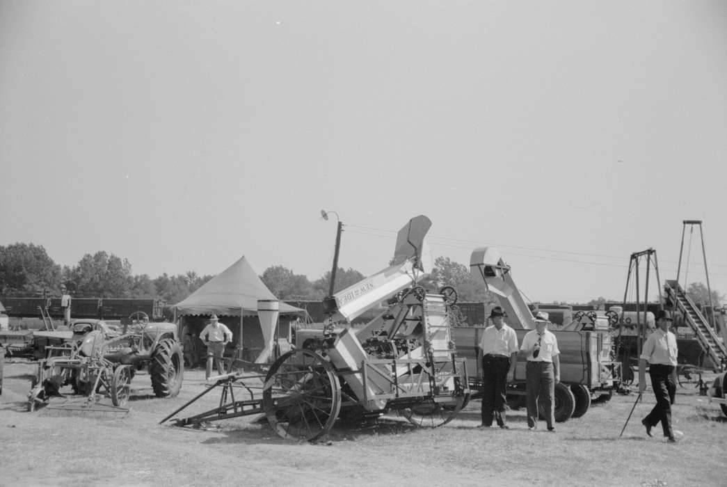 Farming Equipment, tractor, Iowa, Fairs and Festivals, cane, tent, Library of Congress, history of Iowa, conveyor, truck, Iowa History, hat