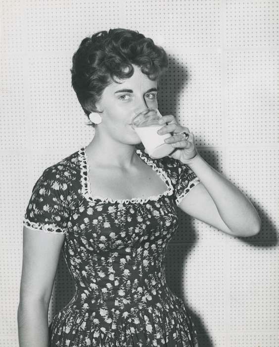 Photos, history, ia, historic, Iowa, glass of milk, milk, national cattle congress, cattle congress, glass, dairy princess, IA, Portraits - Individual, Black Hawk, Waterloo, Fairs and Festivals, Grout Museum of History and Science, United States