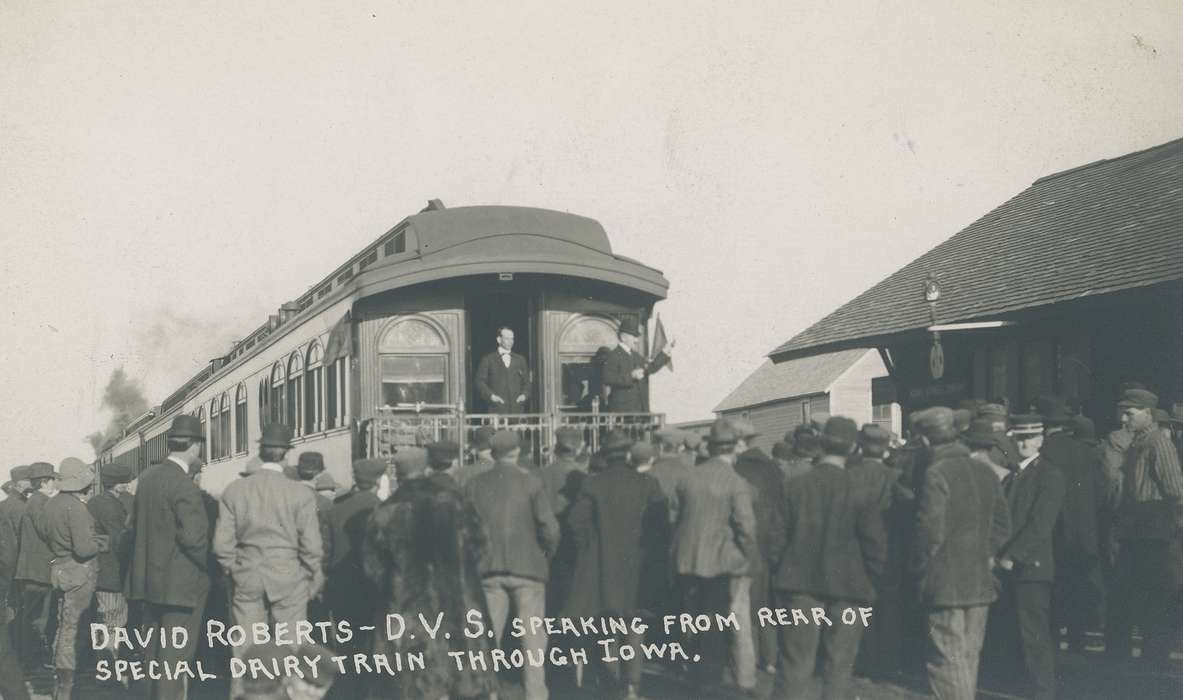 Civic Engagement, dairy train, train car, Photos, historic, Grout Museum of History and Science, United States, Businesses and Factories, Iowa, Train Stations, train, ia, cattle congress, history, dairy industry, passenger train, passenger, IA, national cattle congress