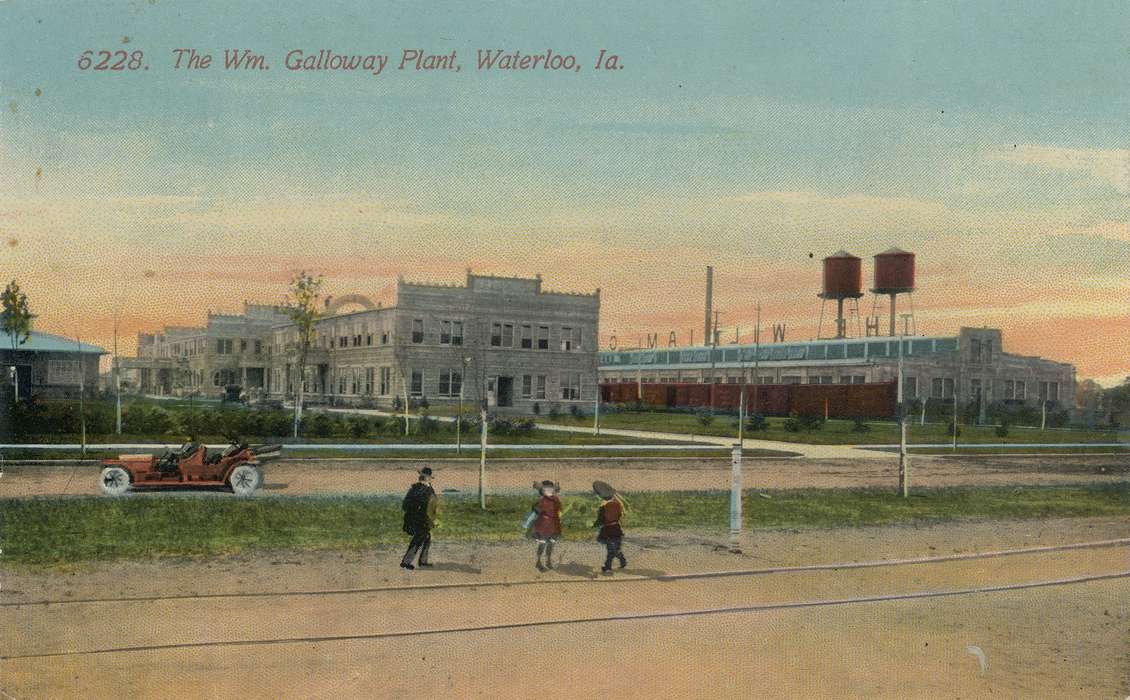 ia, IA, history, postcard, car, historic, Waterloo, people, buildings, Olsson, Ann and Jons, Iowa, Black Hawk, United States, Businesses and Factories, Photos