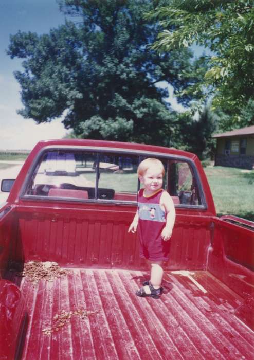 pickup truck, truck, Motorized Vehicles, history of Iowa, Children, Farms, Clark, Paula, Portraits - Individual, Iowa, Iowa History, Pocahontas, IA