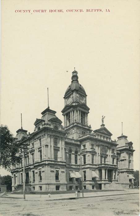Cities and Towns, Iowa History, postcard, court house, history of Iowa, Shaulis, Gary, Iowa
