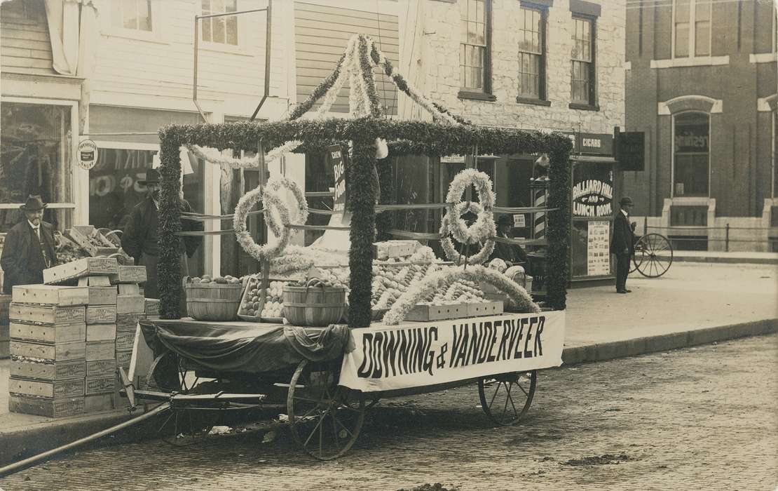 peach, Iowa History, fruit vendor, Businesses and Factories, Iowa, apple, fruit, history of Iowa, Main Streets & Town Squares, Meyer, Mary, Cities and Towns