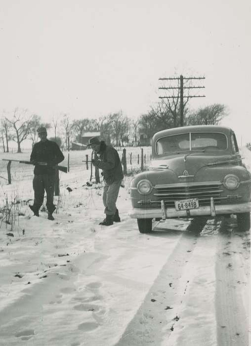 Phillips, Renee, car, gun, snow, Okoboji, IA, Iowa History, Winter, Iowa, Motorized Vehicles, history of Iowa