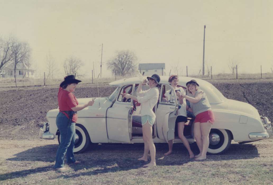 Meisenheimer, Brenda, friends, Motorized Vehicles, car, Iowa History, Farms, silly, girl, Iowa, Leisure, IA, history of Iowa