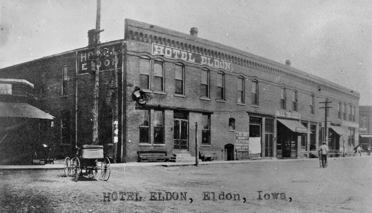 Businesses and Factories, hotel, Civic Engagement, Eldon, IA, Iowa History, Iowa, history of Iowa, Lemberger, LeAnn