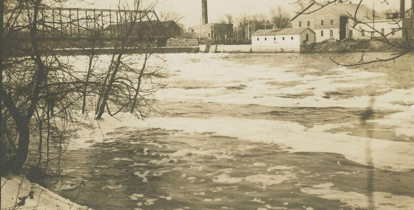 Winter, Lakes, Rivers, and Streams, dam, bridge, Iowa History, Hatcher, Cecilia, ice, Anamosa, IA, Iowa, history of Iowa