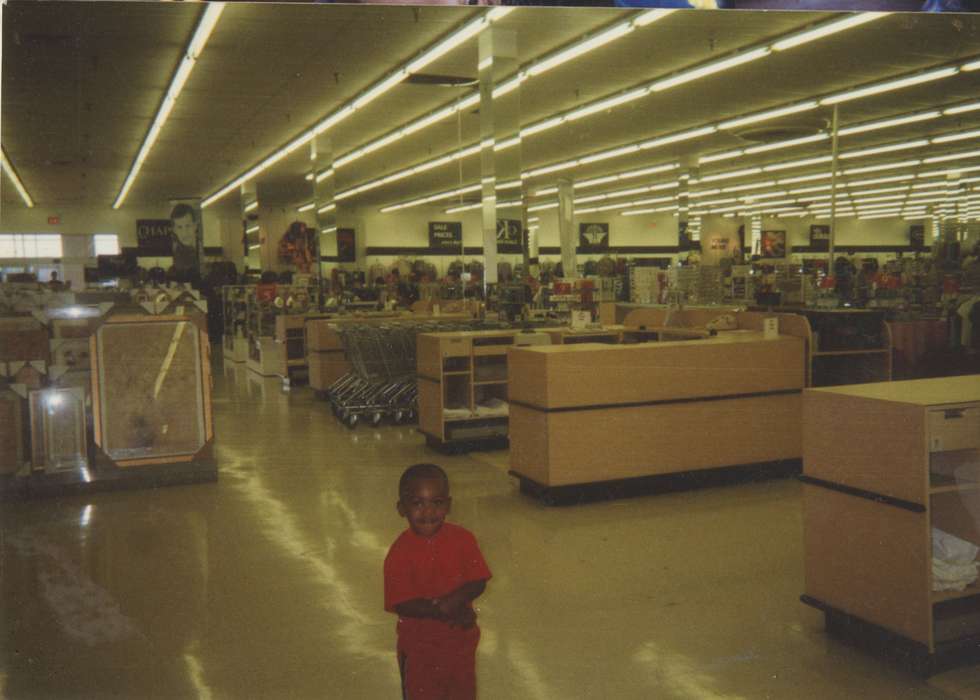 grocery store, Children, store, history of Iowa, Portraits - Individual, Bradford, Rosemary, african american, Iowa, Iowa History, check out, People of Color, Waterloo, IA, Businesses and Factories