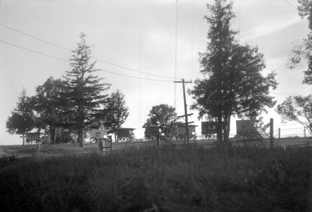 fence, tree, Outdoor Recreation, Iowa History, stone city art colony, telephone pole, Iowa, ice wagon, history of Iowa, wagon, Lemberger, LeAnn, Stone City, IA