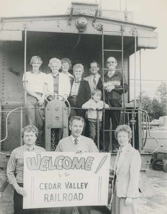 Train Stations, railroad, group photo, Waverly Public Library, Iowa History, Waverly, IA, train car, Iowa, history of Iowa