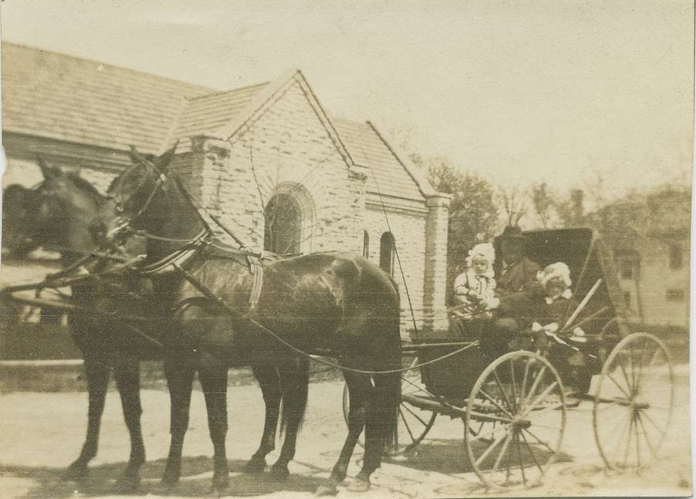 carriage, horse, Portraits - Group, history of Iowa, Anamosa, IA, Animals, Iowa, Cities and Towns, Iowa History, Hatcher, Cecilia, library