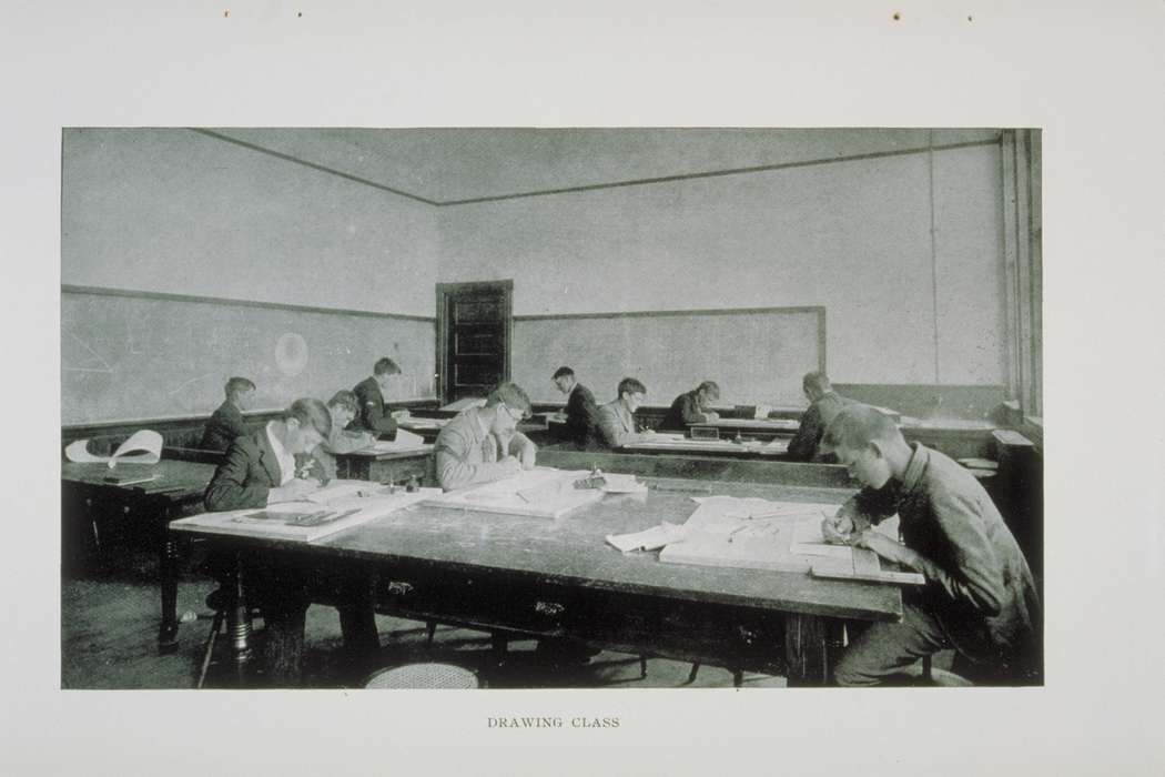 Archives & Special Collections, University of Connecticut Library, Iowa, drawing, class, Iowa History, history of Iowa, Storrs, CT, school
