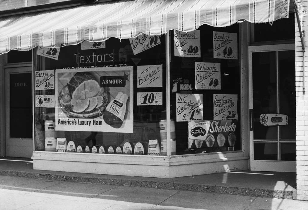 ia, ham, awning, storefront, Iowa, history, IA, Coon Rapids, Photos, grocery store, Coon Rapids Enterprise, historic, Main Streets & Town Squares, storefront awning, United States, Businesses and Factories, Cities and Towns