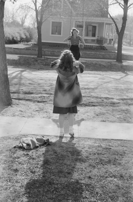 swing, Cities and Towns, Children, girl, play, Iowa History, history of Iowa, Leisure, peacoat, girls, Library of Congress, smile, Iowa, fun, playing