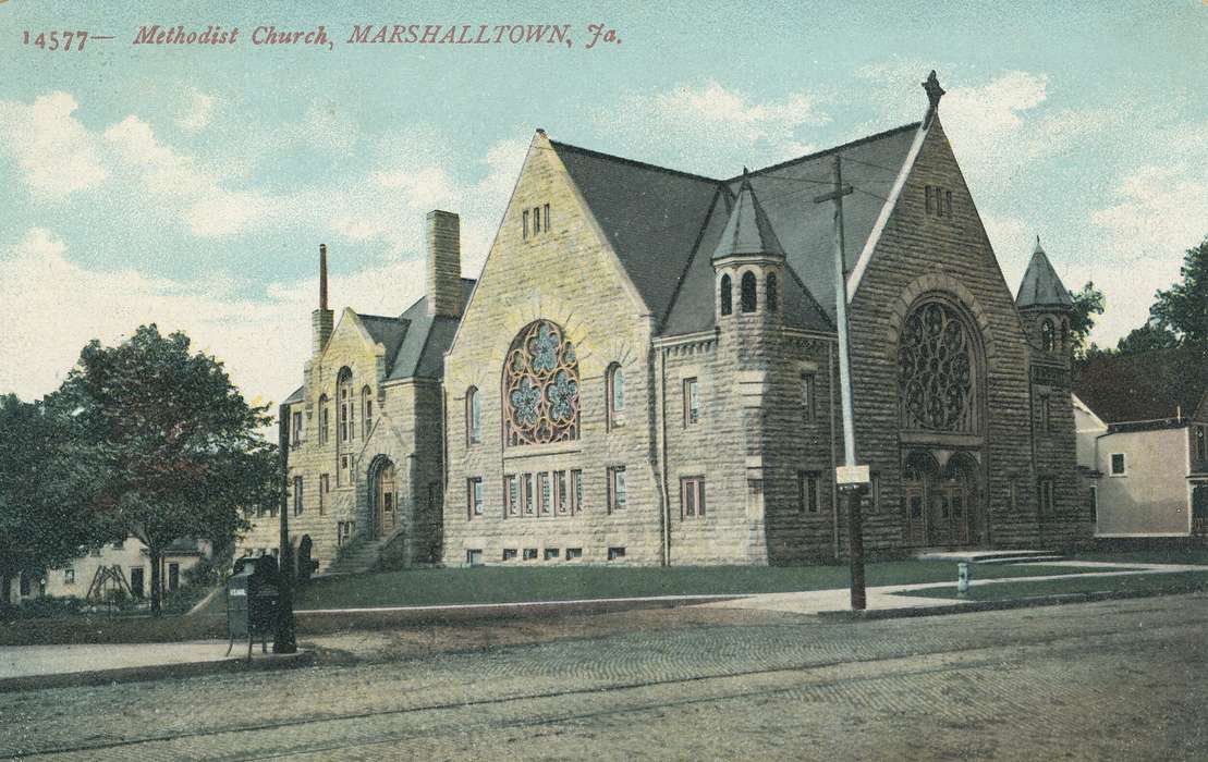 mailbox, Iowa History, postcard, Shaulis, Gary, Iowa, history of Iowa, church, Religious Structures