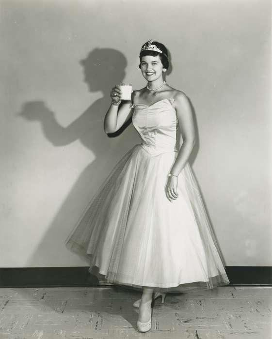 Photos, history, ia, historic, Iowa, glass of milk, milk, national cattle congress, cattle congress, glass, dairy princess, IA, Portraits - Individual, Black Hawk, Waterloo, Fairs and Festivals, Grout Museum of History and Science, United States