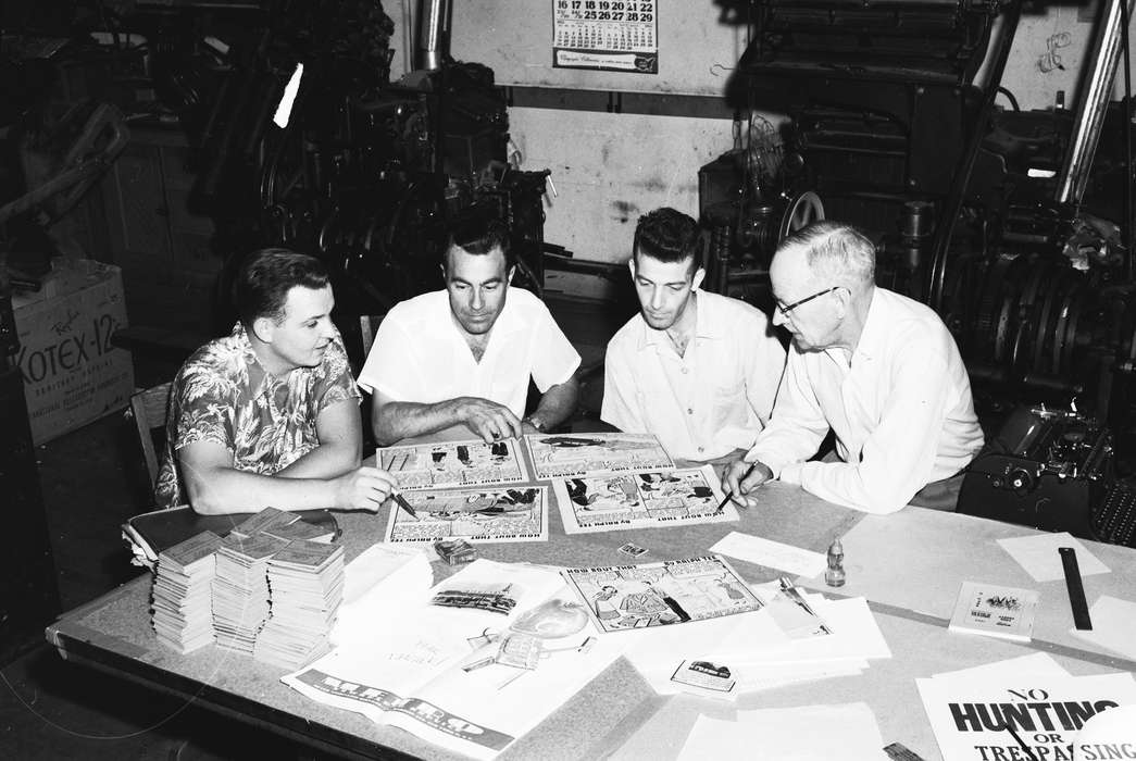 Portraits - Group, Businesses and Factories, history, Photos, typewriter, posters, Iowa, printing, IA, men, Civic Engagement, calendar, United States, comics, ia, Coon Rapids Enterprise, historic, Coon Rapids