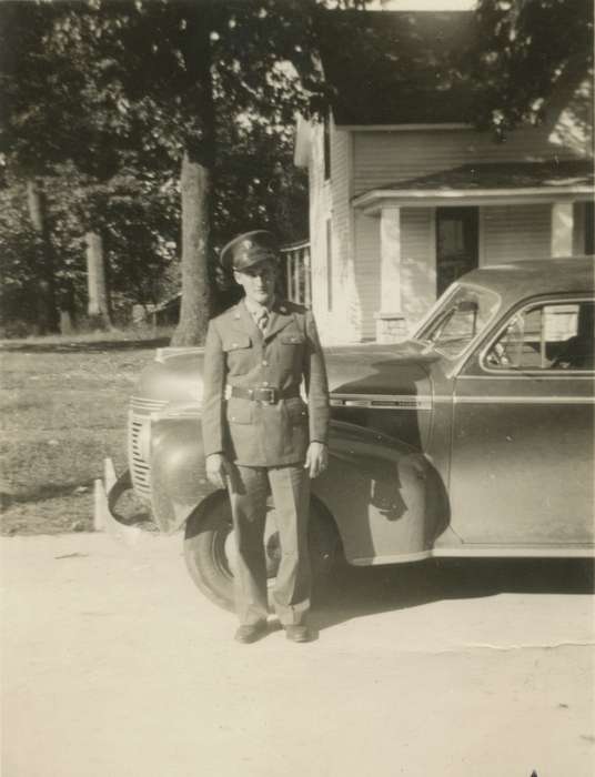 Military and Veterans, uniform, wwii, Webster County, IA, army, Roquet, Ione, Iowa History, Iowa, Motorized Vehicles, history of Iowa
