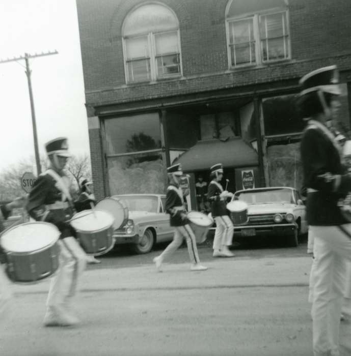 marching band, Fairs and Festivals, Schrodt, Evelyn, Cities and Towns, Schools and Education, Iowa History, Murray, IA, Main Streets & Town Squares, drums, Iowa, history of Iowa, high school, drum