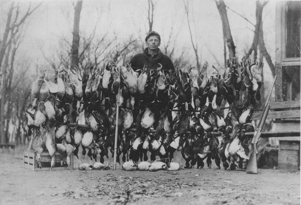 Portraits - Individual, ducks, hunter, Iowa History, Swanson, Chris, history of Iowa, hunting, Buffalo, IA, Outdoor Recreation, Iowa