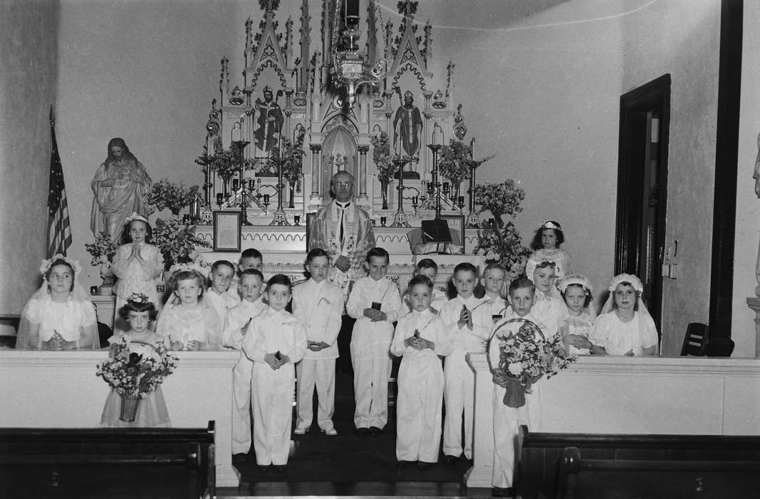 altar, Portraits - Group, jesus, flowers, Iowa, Religion, IA, United States, Photos, historic, Coon Rapids, priest, history, white dress, ia, Coon Rapids Enterprise, Children