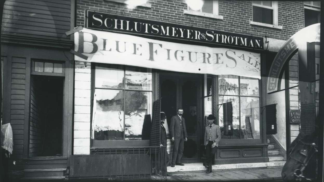 schlutsmeyer, Main Streets & Town Squares, storefront, Iowa History, small business, store, Waverly, IA, Cities and Towns, Waverly Public Library, Iowa, Businesses and Factories, business owner, history of Iowa
