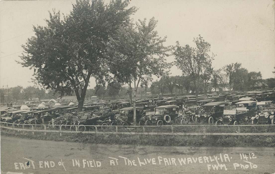 Fairs and Festivals, Iowa History, fence, history of Iowa, cars, Meyer, Mary, Motorized Vehicles, Iowa